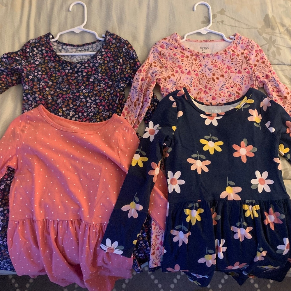 Four Long-Sleeved Spring Girls Dresses Size 6